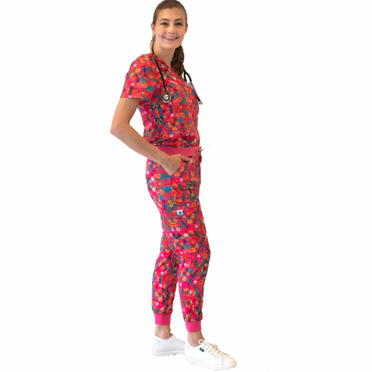 The Abstract Summer Print- Joggers Scrubber Duck