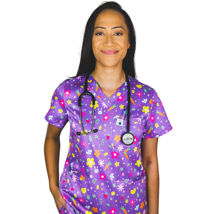 Easter scrubs tops- violet