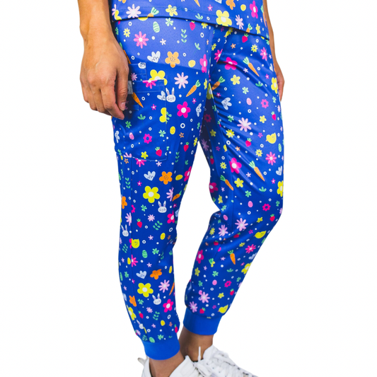 Easter scrubs pants- royal blue